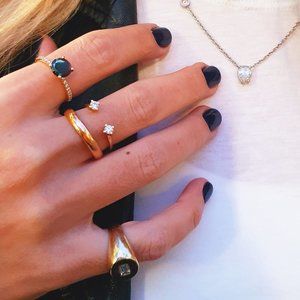 Round Black Diamond Engagement Ring Natural IGI Certified 14K Solid Yellow Gold